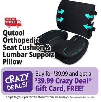 Ocean State Job Lot Qutool orthopedic seat cushion & lumbar support pillow offer