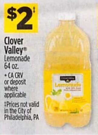 Dollar General Clover Valley Lemonade 64 oz offer