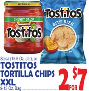 Bravo Supermarkets Tostitos tortilla chips xxl 9-13 oz. bag offer