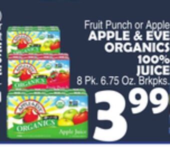 Bravo Supermarkets Apple & eve organics 100% juice offer