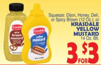 Bravo Supermarkets Krasdale yellow mustard 14 oz. btl offer