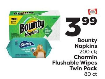 Weis Markets Bounty napkins 200 ct charmin flushable wipes twin pack 80 ct offer