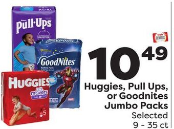 Weis Markets Huggies, pull ups, or goodnites jumbo packs offer