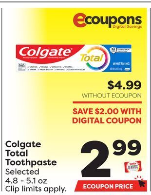 Weis Markets Colgate total toothpaste offer