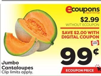 Weis Markets Jumbo cantaloupes offer