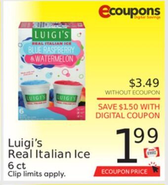 Weis Markets Luigi's real italian ice offer