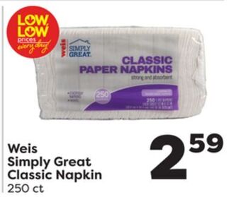 Weis Markets Weis simply great classic napkin offer