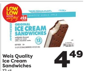 Weis Markets Weis quality ice cream sandwiches offer