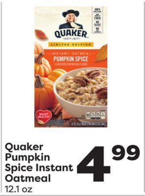 Weis Markets Quaker pumpkin spice instant oatmeal offer
