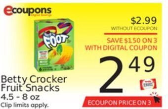 Weis Markets Betty crocker fruit snacks offer