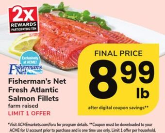 ACME Fisherman's net fresh atlantic salmon fillets offer