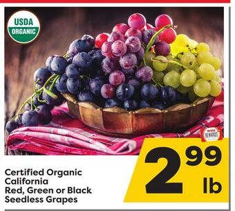 Weis Markets California red, green or black seedless grapes offer