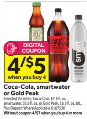 Stop&Shop Coca-cola, smartwater or gold peak offer