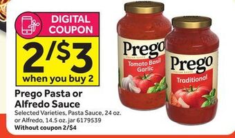 Stop&Shop Prego pasta or alfredo sauce offer