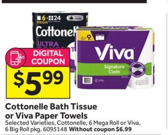 Stop&Shop Cottonelle bath tissue or viva paper towels offer