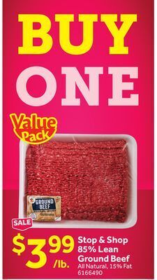 Stop&Shop Stop & shop 85% lean ground beef offer