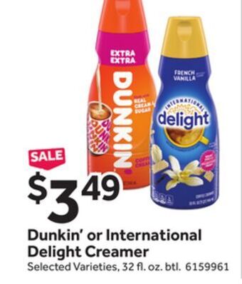 Stop&Shop Dunkin' or international delight creamer offer
