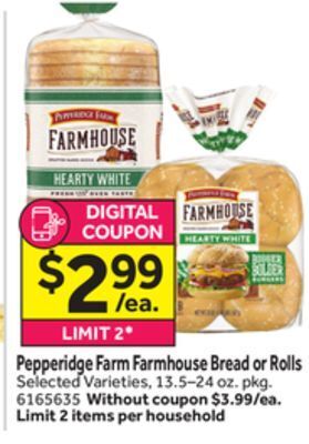 Stop&Shop Pepperidge farm farmhouse bread or rolls offer