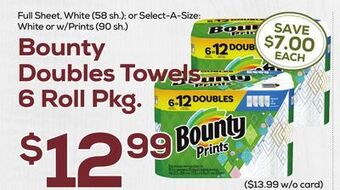 DeCicco & Sons Bounty doubles towels 6 roll pkg offer