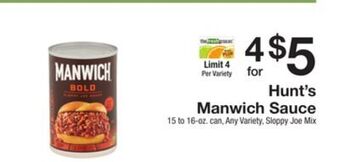 The Fresh Grocer Manwich sauce offer