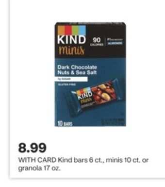 CVS Kind bars 6 ct., minis 10 ct. or granola 17 oz. offer