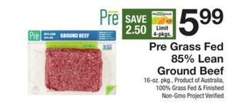 The Fresh Grocer Pre grass fed 85% lean ground beef offer