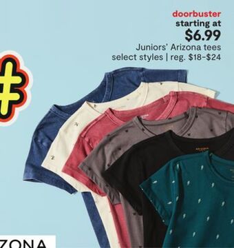 JC Penney Juniors' arizona tees offer