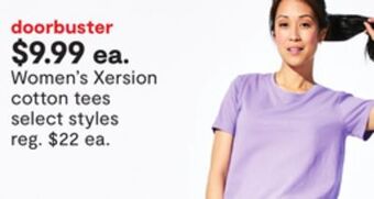 JC Penney Women's xersion cotton tees offer