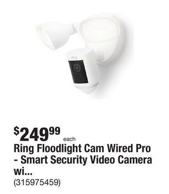 The Home Depot Ring floodlight cam wired pro - smart security video camera with 2 led lights, dual band wifi, 3d motion detection, white offer