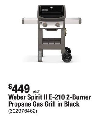 The Home Depot Weber spirit ii e-210 2-burner propane gas grill in black offer