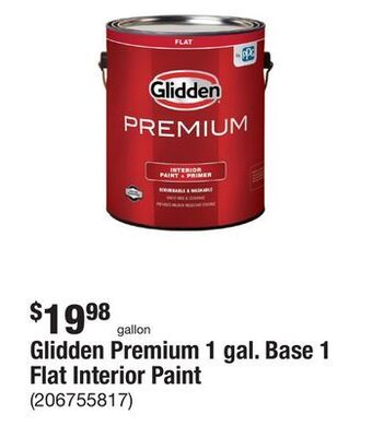 The Home Depot Glidden premium 1 gal. base 1 flat interior paint offer