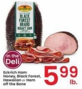 Albertsons Eckrich Ham Honey, Black Forest, Hawaiian or Ham off the Bone offer
