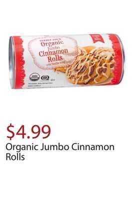 Trader Joe's Organic jumbo cinnamon rolls offer