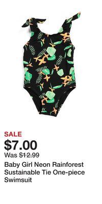 TJ Maxx Baby girl neon rainforest sustainable tie one-piece swimsuit offer