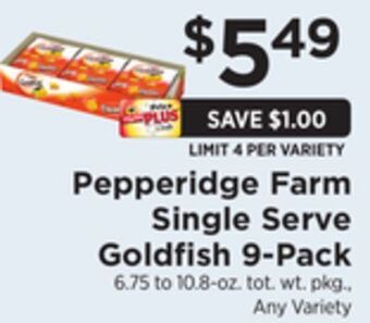 ShopRite Single serve goldfish 9-pack offer