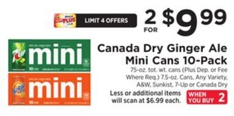 ShopRite Canada dry ginger ale mini cans 10-pack offer