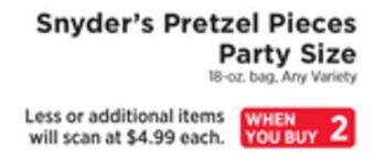 ShopRite Pretzel pieces party size offer