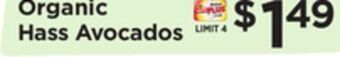 ShopRite Organic hass avocados offer