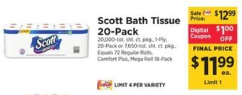 ShopRite Bath tissue 20-pack offer