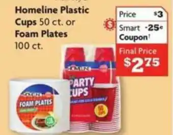 Family Dollar Homeline Plastic Cups Foam Plates offer