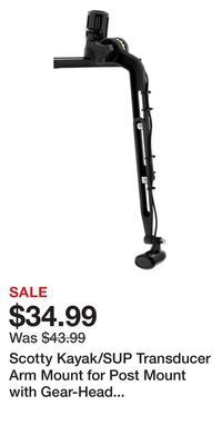 Scotty kayak/sup transducer arm mount for post mount with gear-head adapter