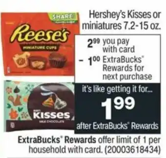 CVS Hershey's Kisses Or Maniatures 7.2-15 oz offer