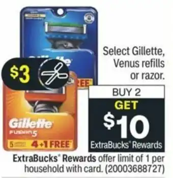 CVS Gillette, Venus Refills Or Razor offer
