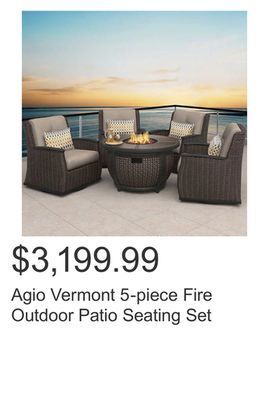 Costco Agio vermont 5-piece fire outdoor patio seating set offer