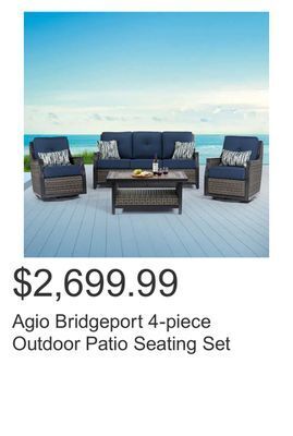 Costco Agio bridgeport 4-piece outdoor patio seating set offer