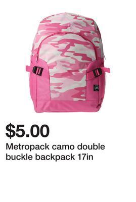 Five Below Metropack camo double buckle backpack 17in offer