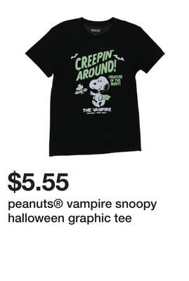 Five Below Peanuts® vampire snoopy halloween graphic tee offer