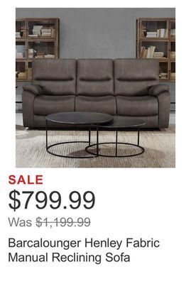 Costco Barcalounger henley fabric manual reclining sofa offer