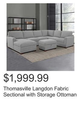 Costco Thomasville langdon fabric sectional with storage ottoman offer