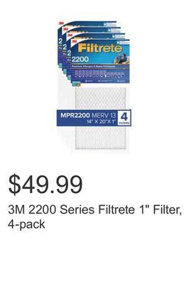 Costco 3m 2200 series filtrete 1 filter, 4-pack offer